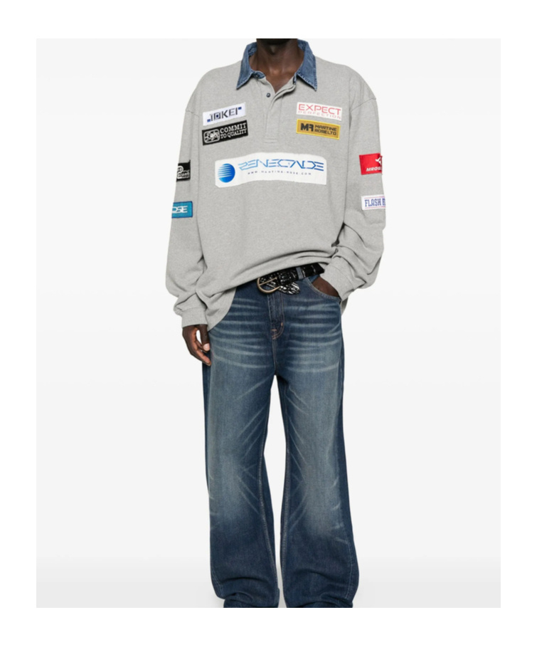 Martine Rose Long-sleeved Polo Shirt In Gray