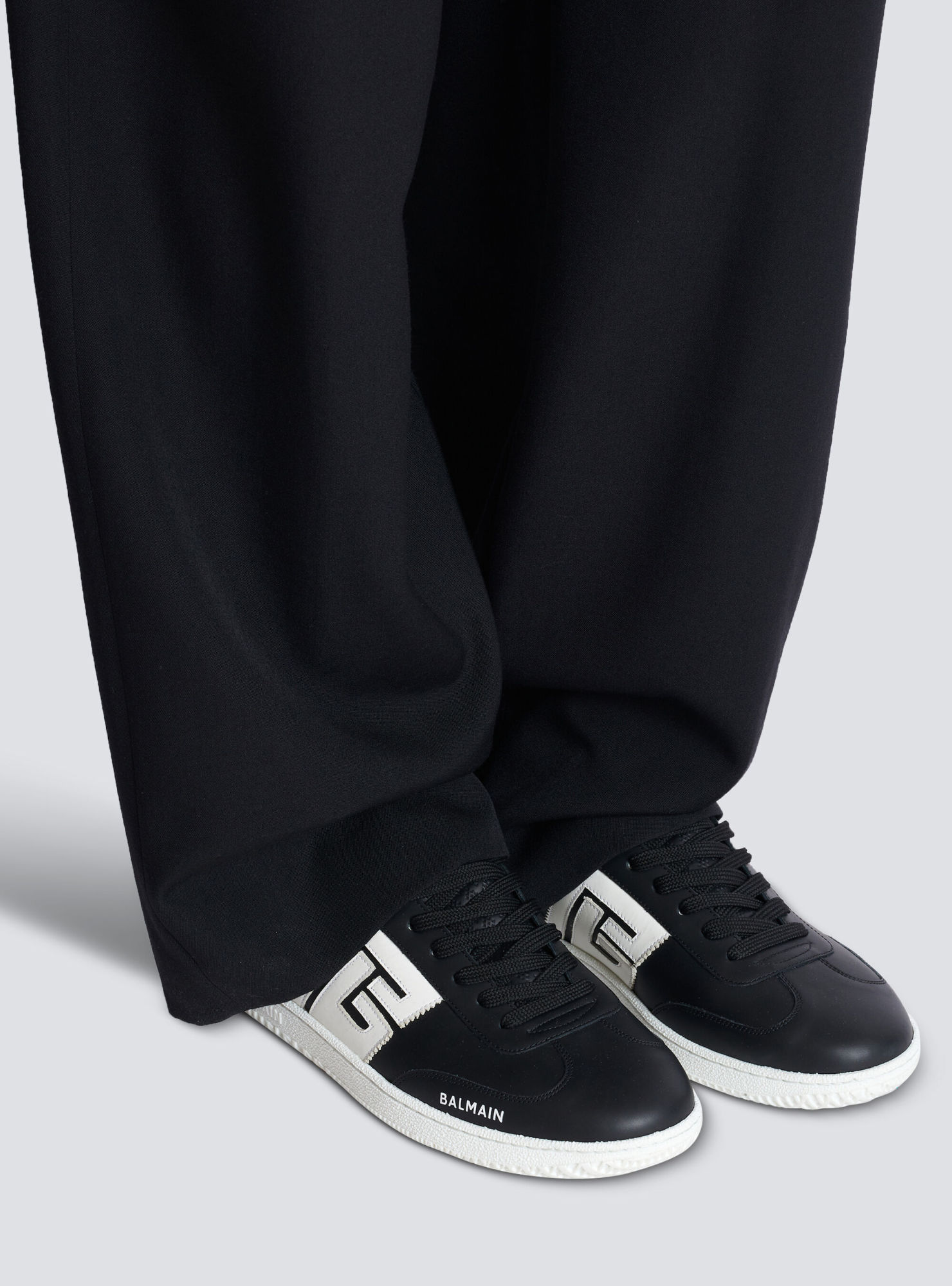 Balmain Swan Sneakers Smooth Leather Rubber Sole In Multi