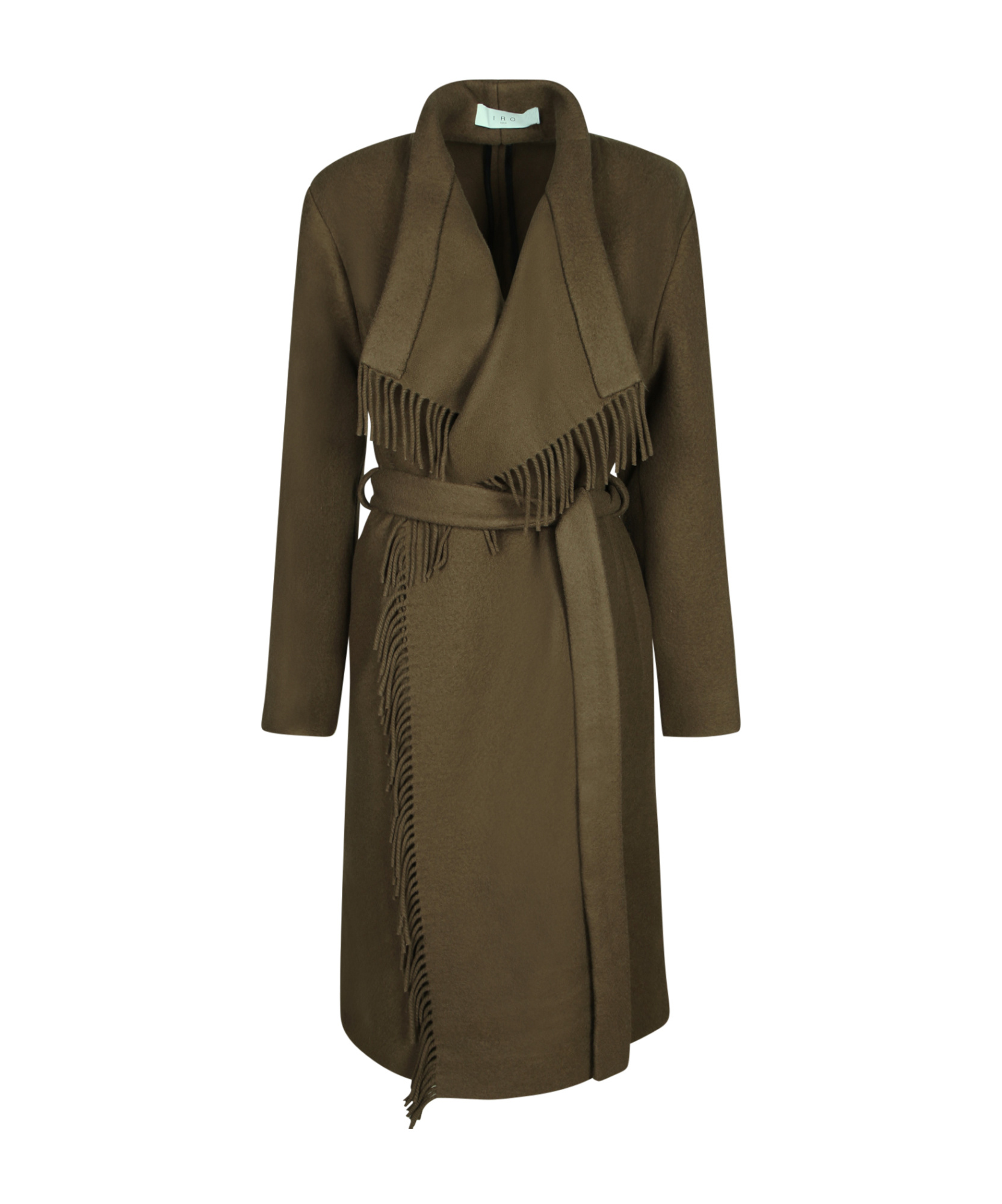 Iro Nicky Fringed Belted Coat In Green