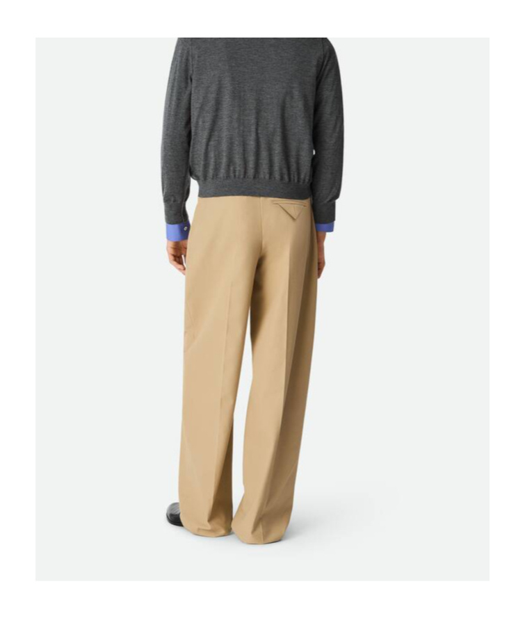 Bottega Veneta Cotton Twill Straight Pants In Light Brown