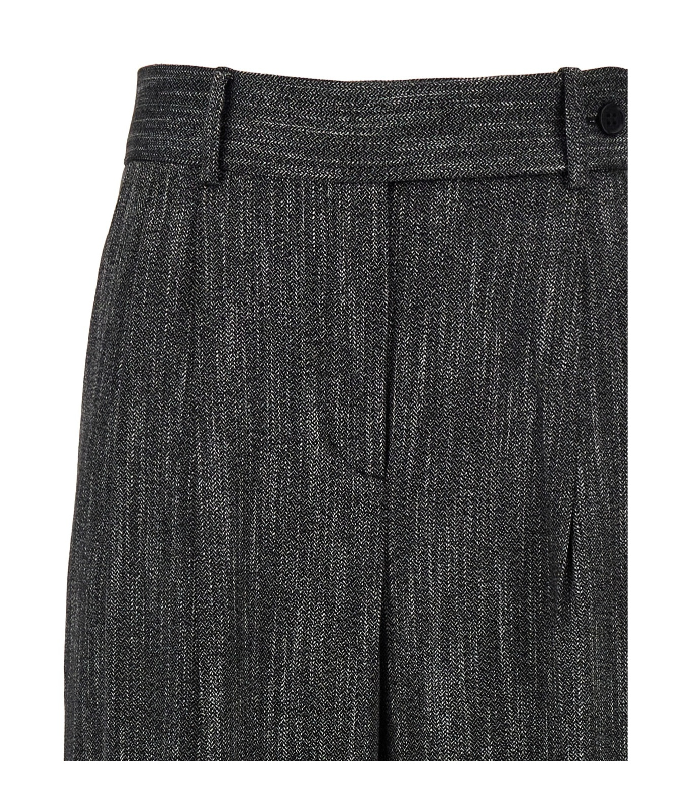 Alberta Ferretti Grey Front Pleats Pants In Black