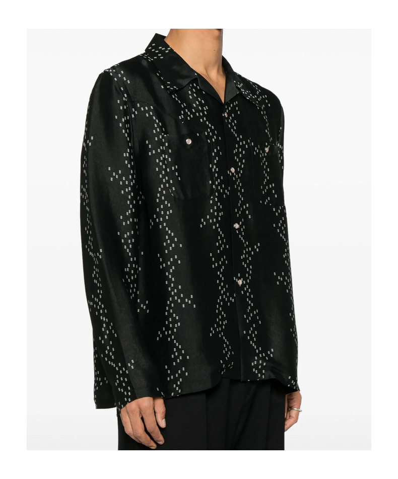 Shop Needles Patterned-jacquard Buttoned Shirt In Black