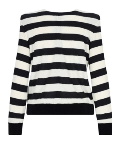 Shop Balmain Embossed-button Striped Jumper In Black