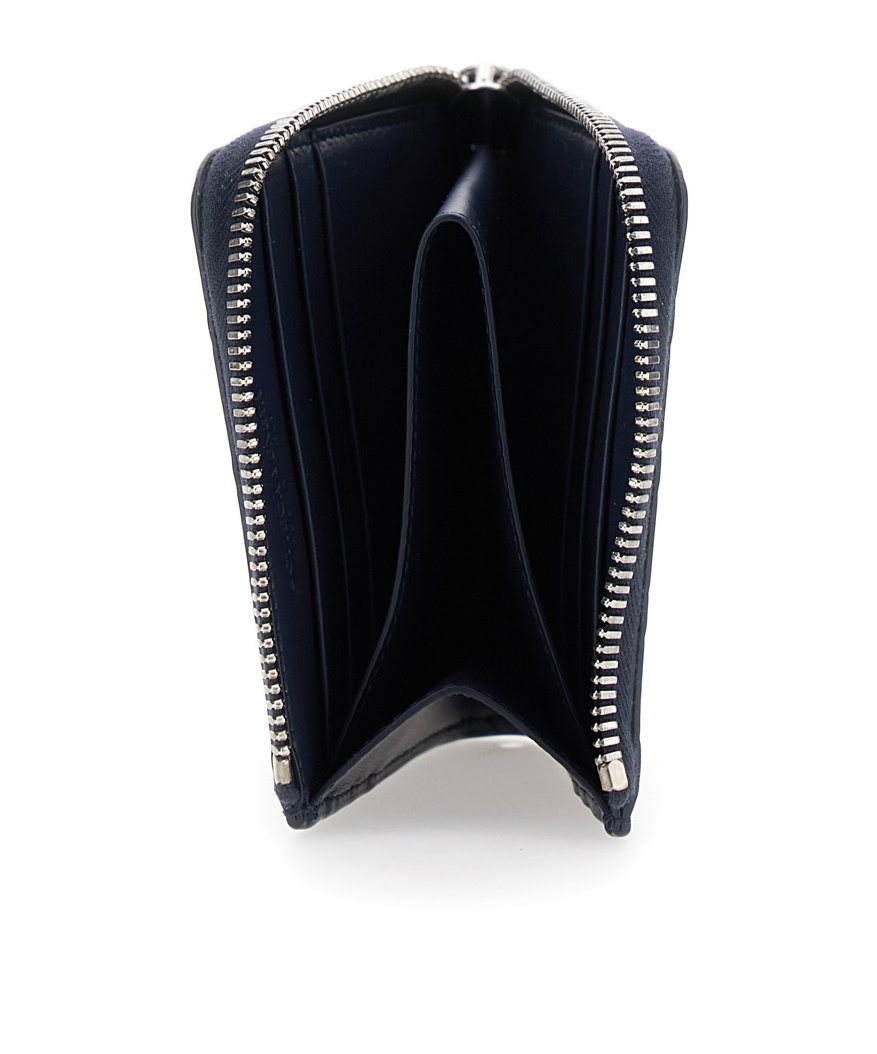 Bottega Veneta Blue Wallet With All-over Intreccio Motif In Leather Man In Black
