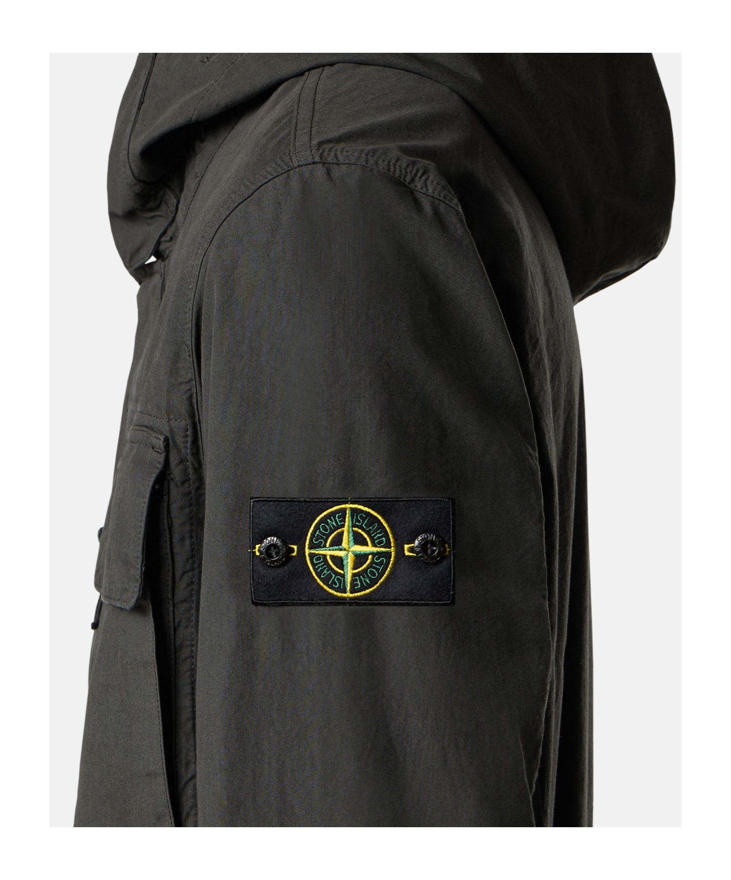 Stone Island Hooded Field Jacket With Anti-drop And Chest Pockets In Gray