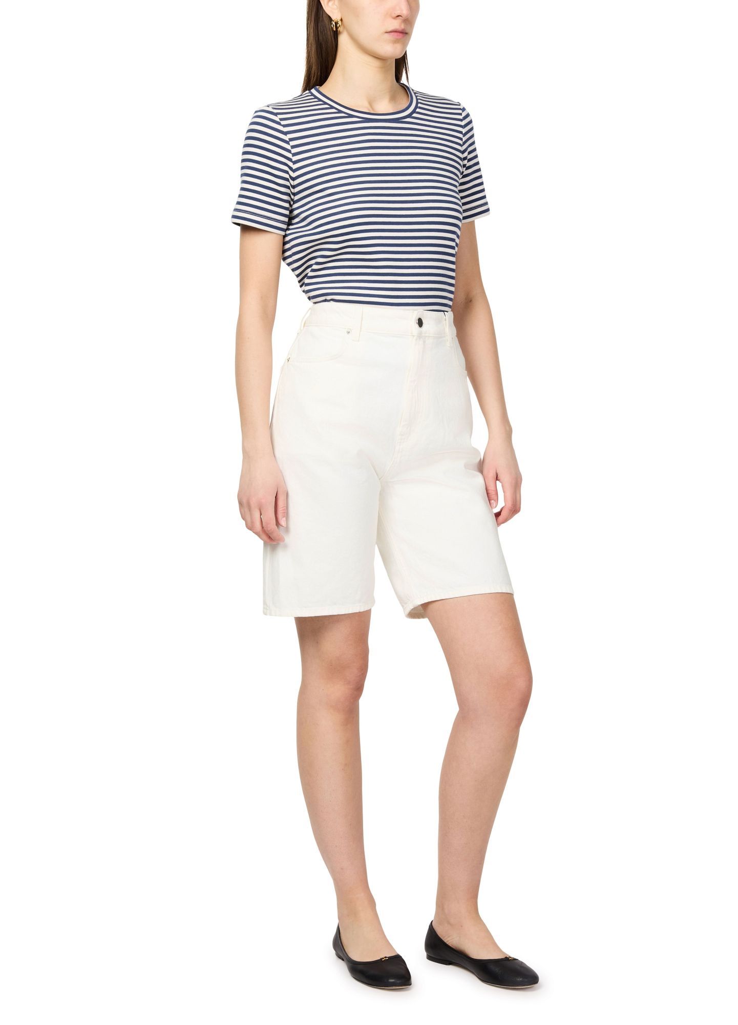 Loulou Studio Belt Loop Shorts In White