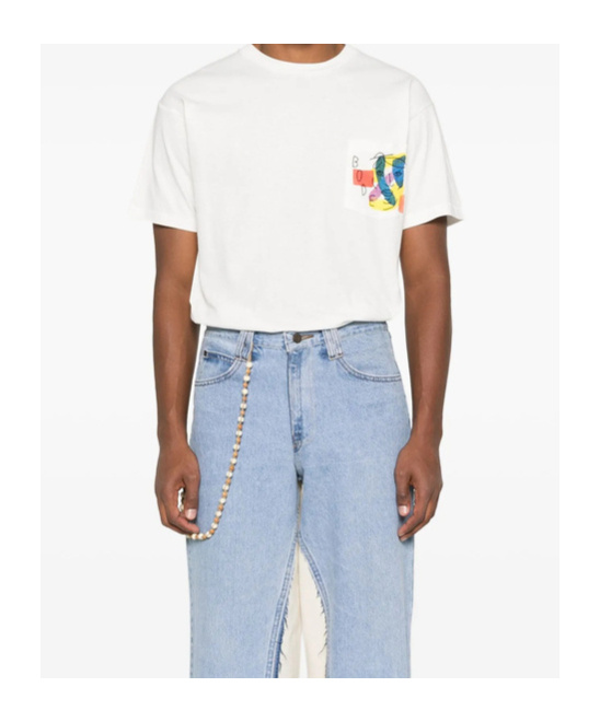 Bode Abstract-print Pocket T-shirt In White
