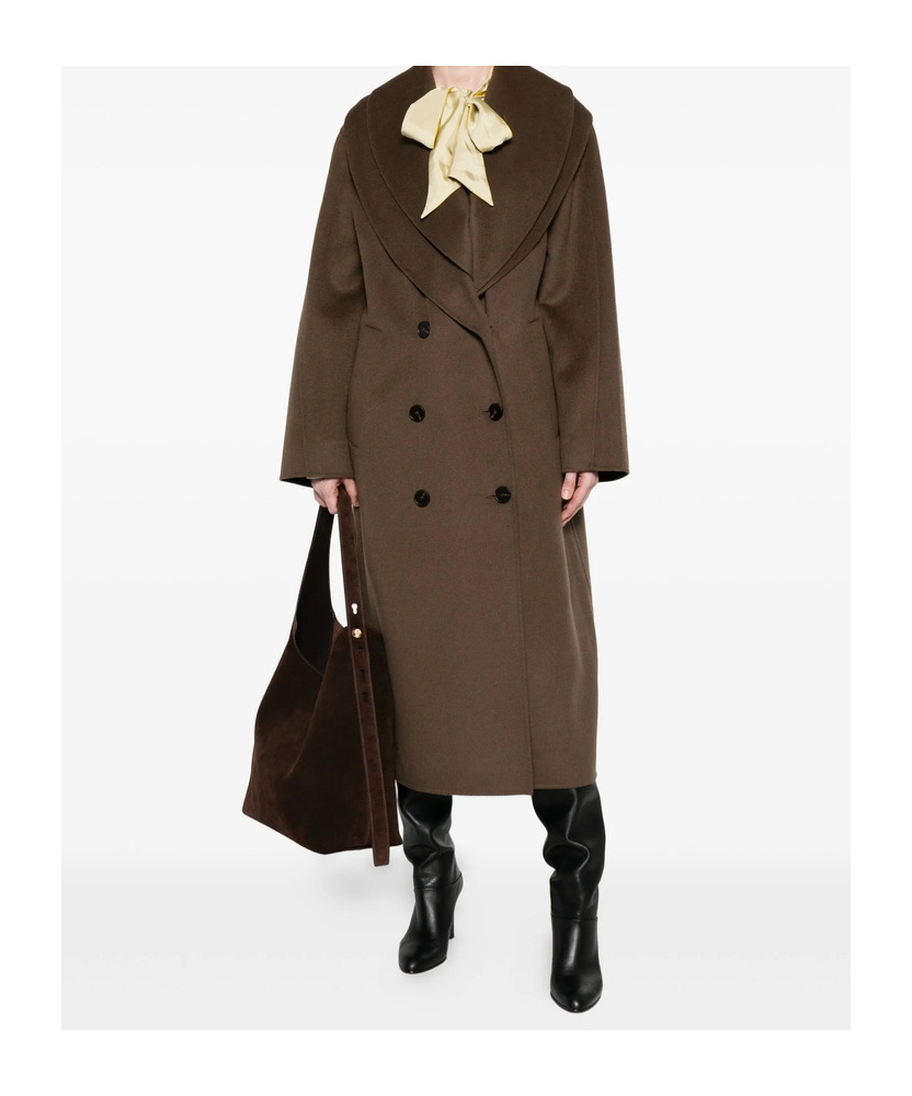 Rohe Double-breasted Shawl-collar Coat In Brown