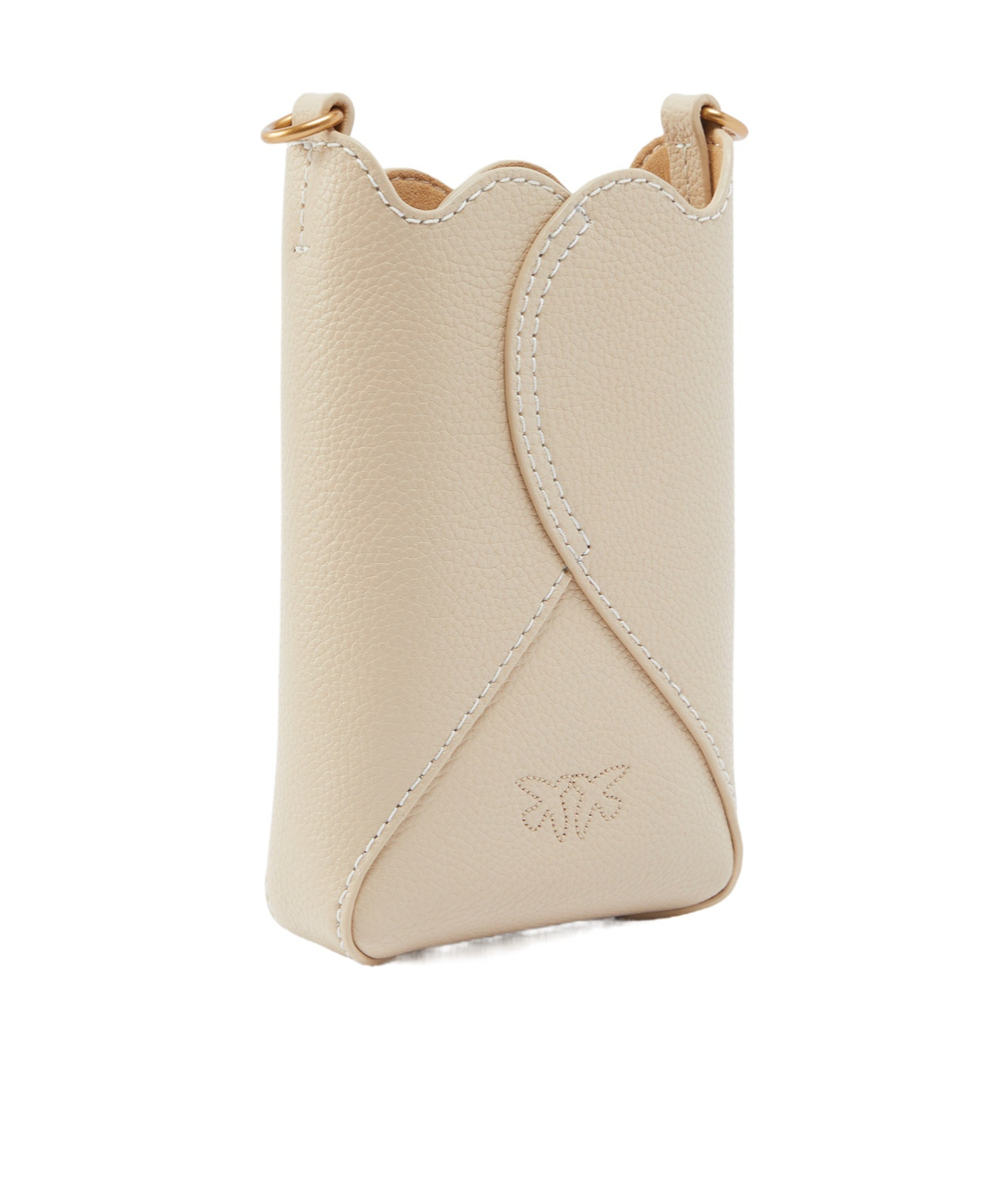 Pinko Leather Crossbody Smartphone Case In Nude