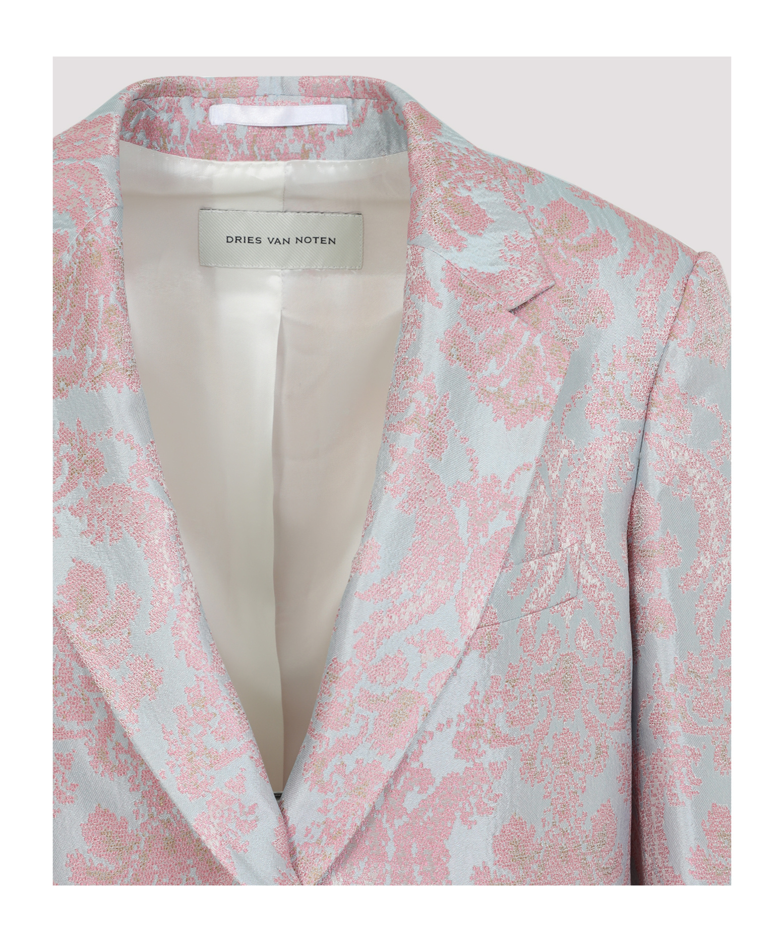 Dries Van Noten Tailored Blazer With Damask Pattern In Gray