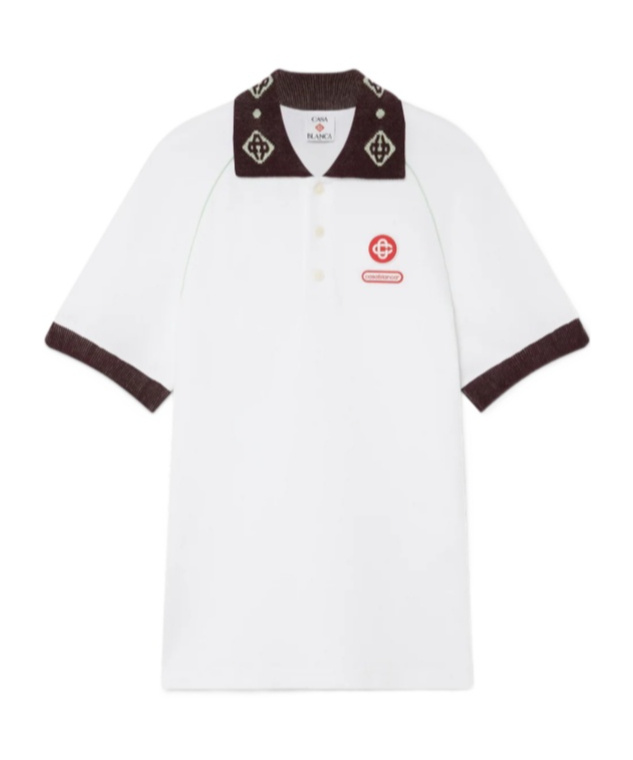 Casablanca Oversized Polo Shirt Featuring Pointed Collar In White