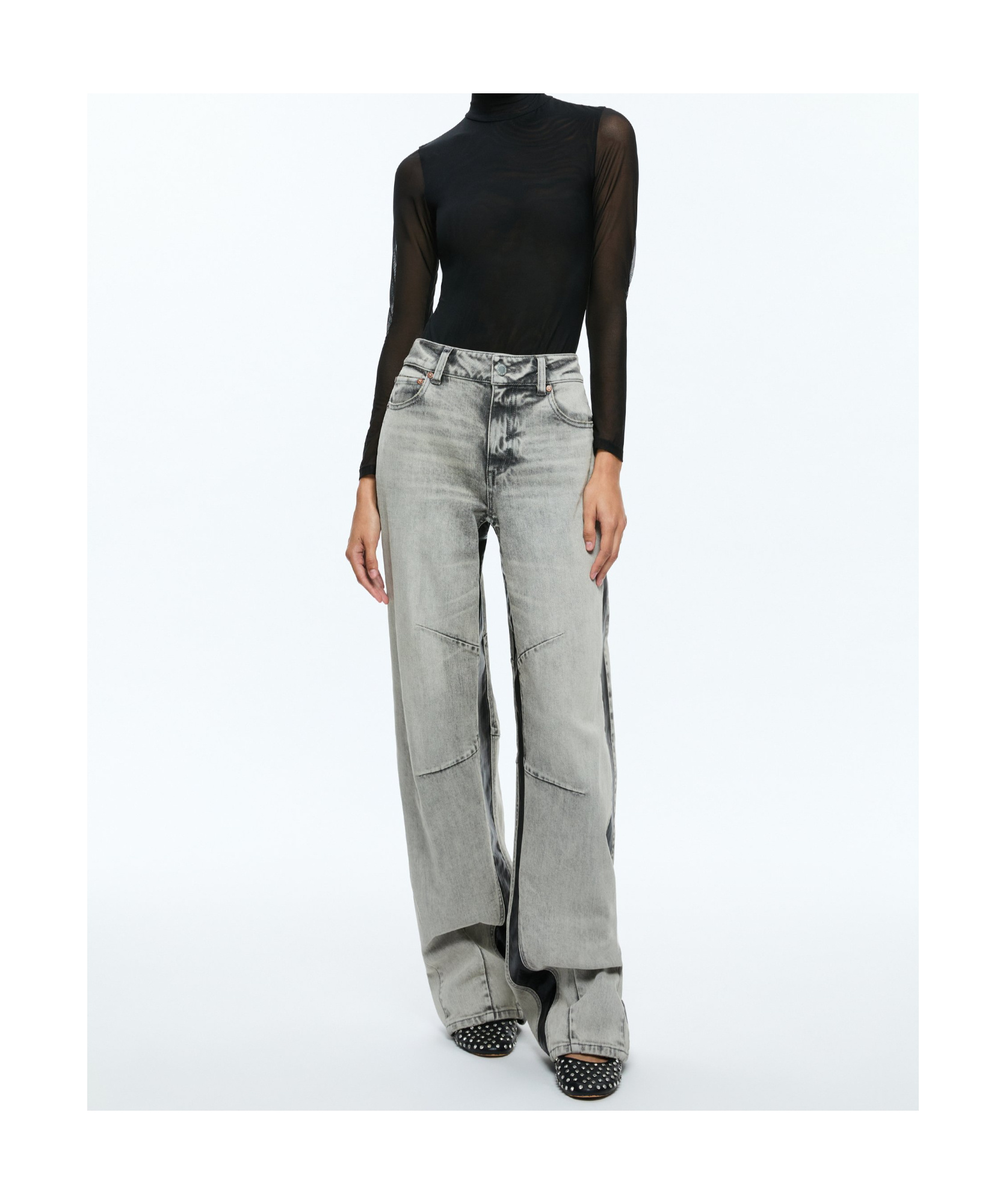 Alice And Olivia Parker Wide-leg Jeans In Smoky Gray