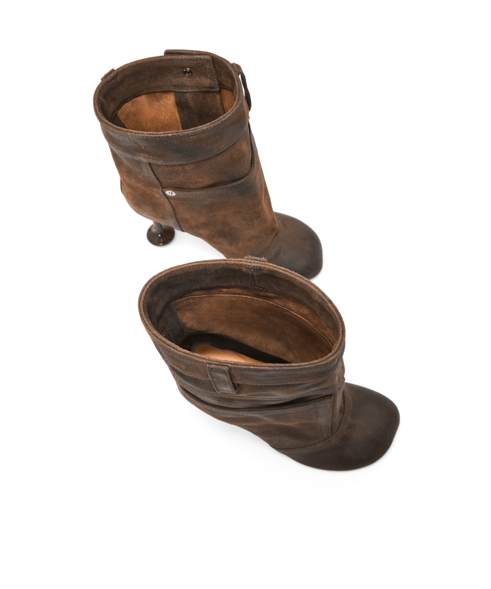 Shop Loewe Toy Ankle Bootie In Waxed Suede In Brown