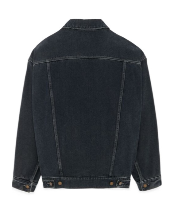Saint Laurent Oversized Jacket In Dark Blue Black Denim In Black