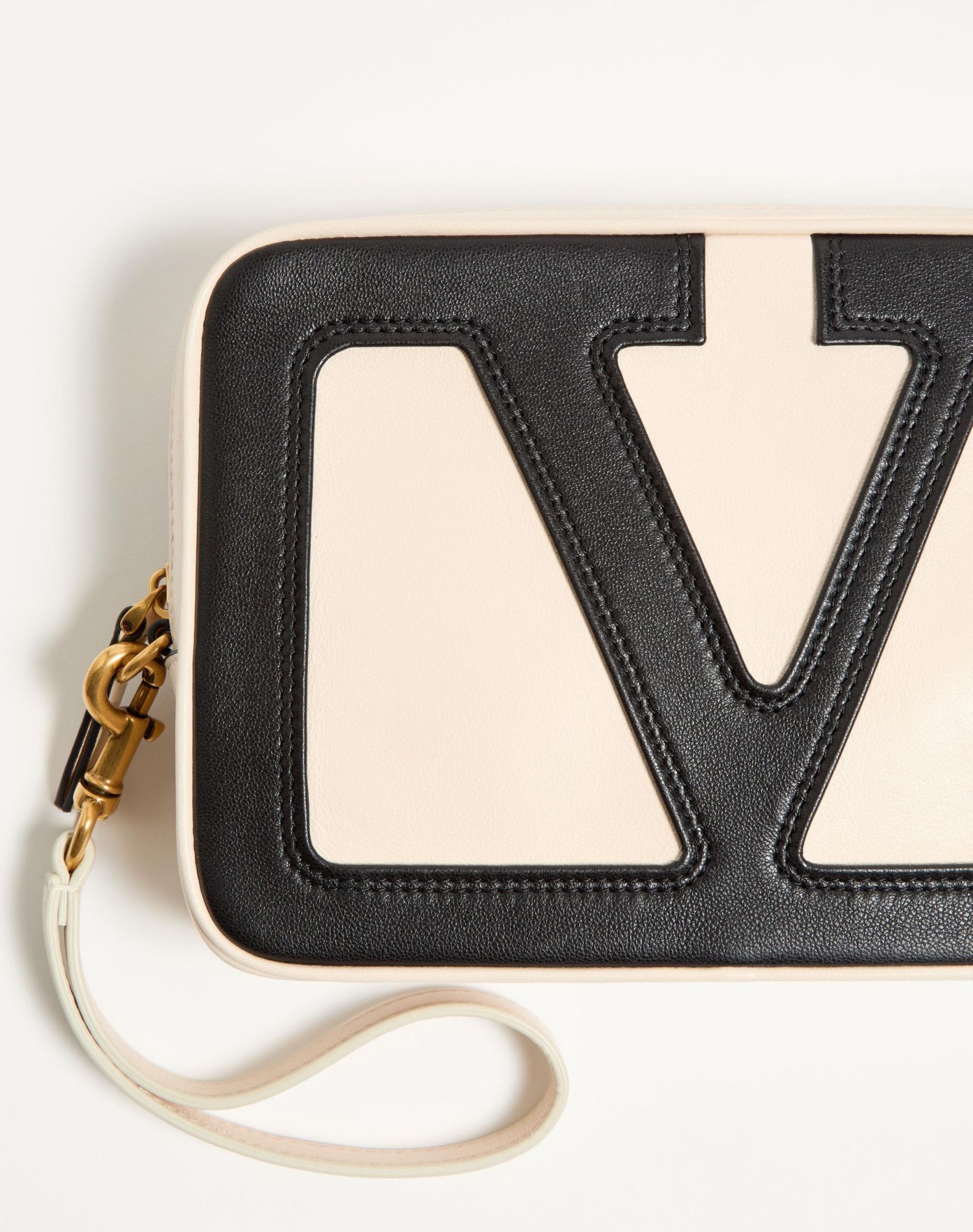 Valentino Zipper Clutch In Nude