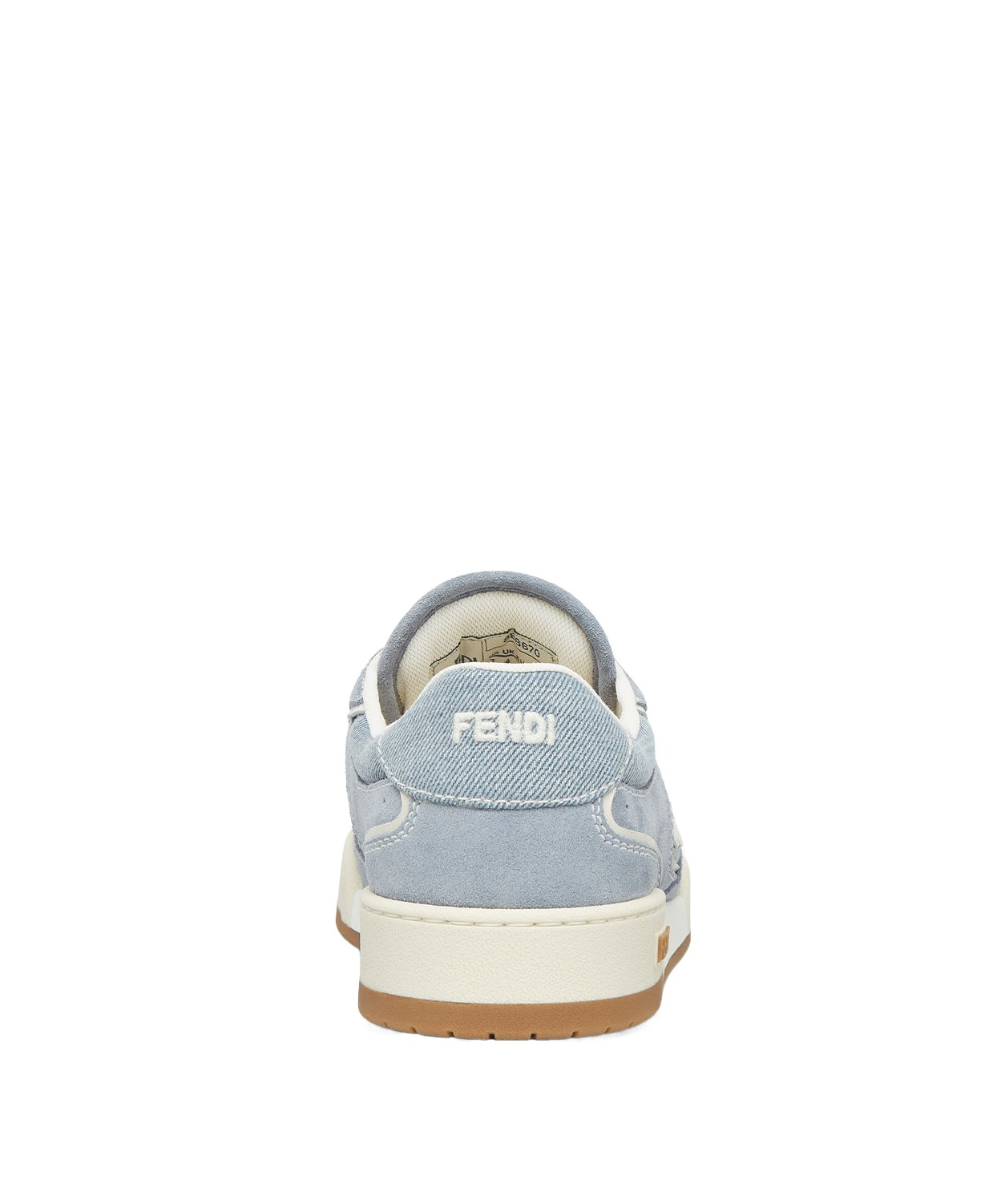 Shop Fendi Light Blue Denim Fabric And Suede Low Tops In Gray