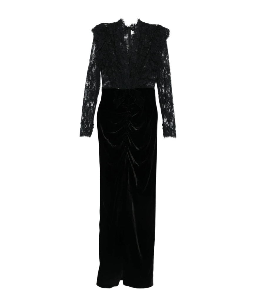 Alessandra Rich Women Velvet And Lace Dress In Black