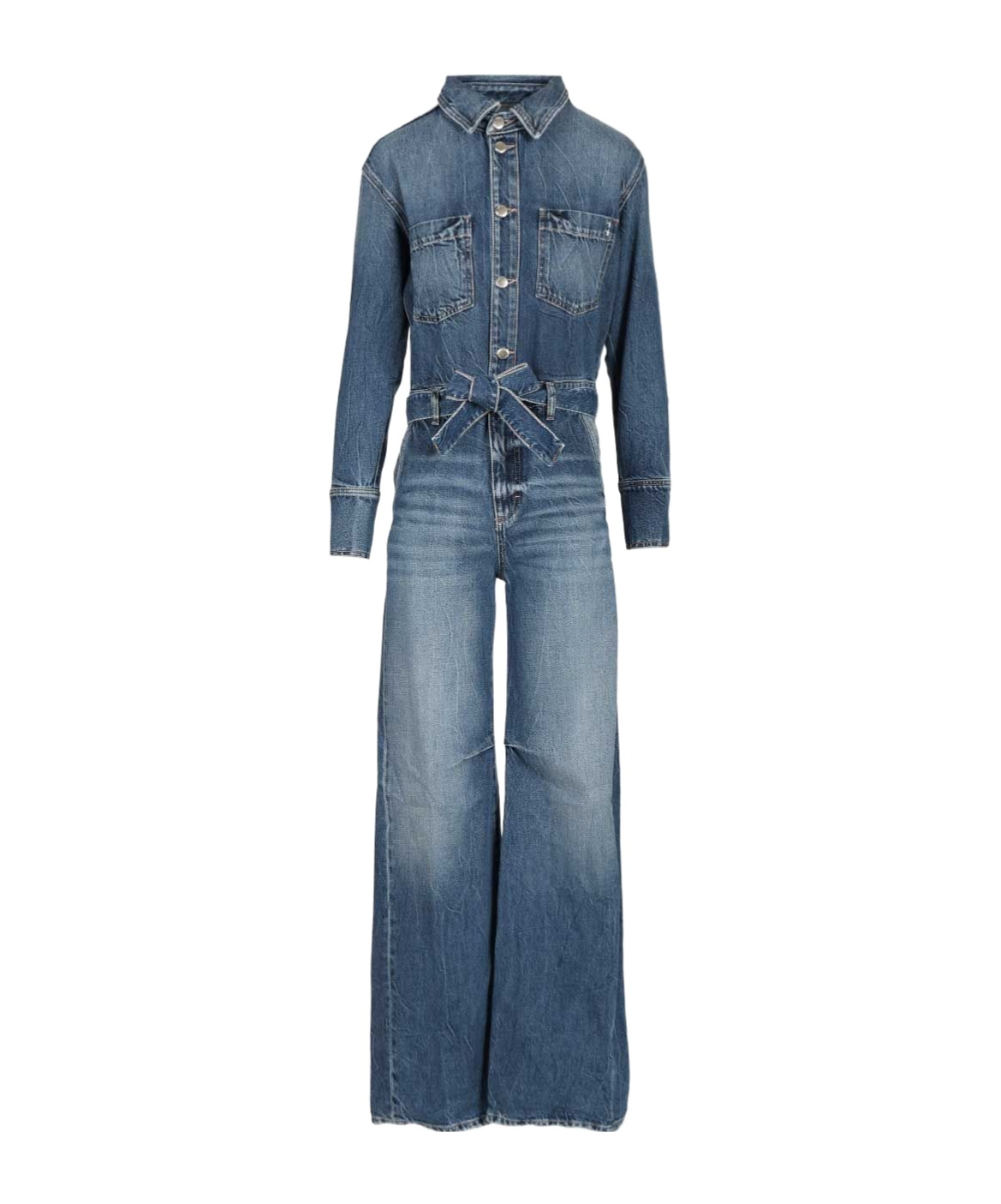 Icon Denim Wide-leg Jumpsuit In Blue