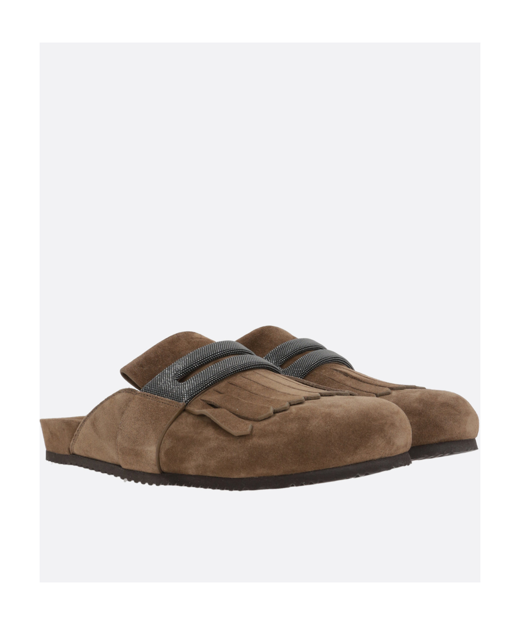 Brunello Cucinelli Suede Slipper In Green