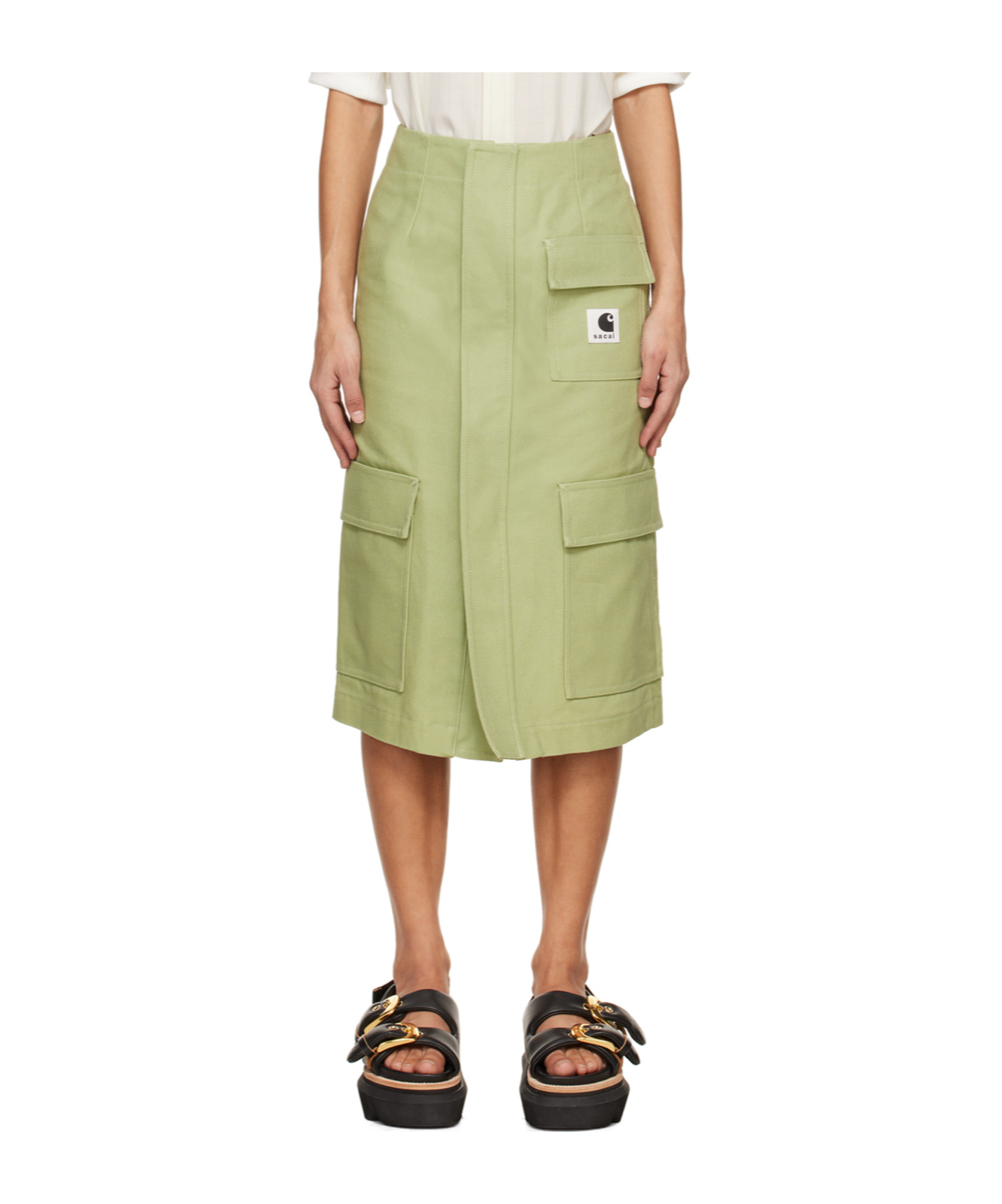 Sacai Green Carhartt Wip Edition Midi Skirt In Green