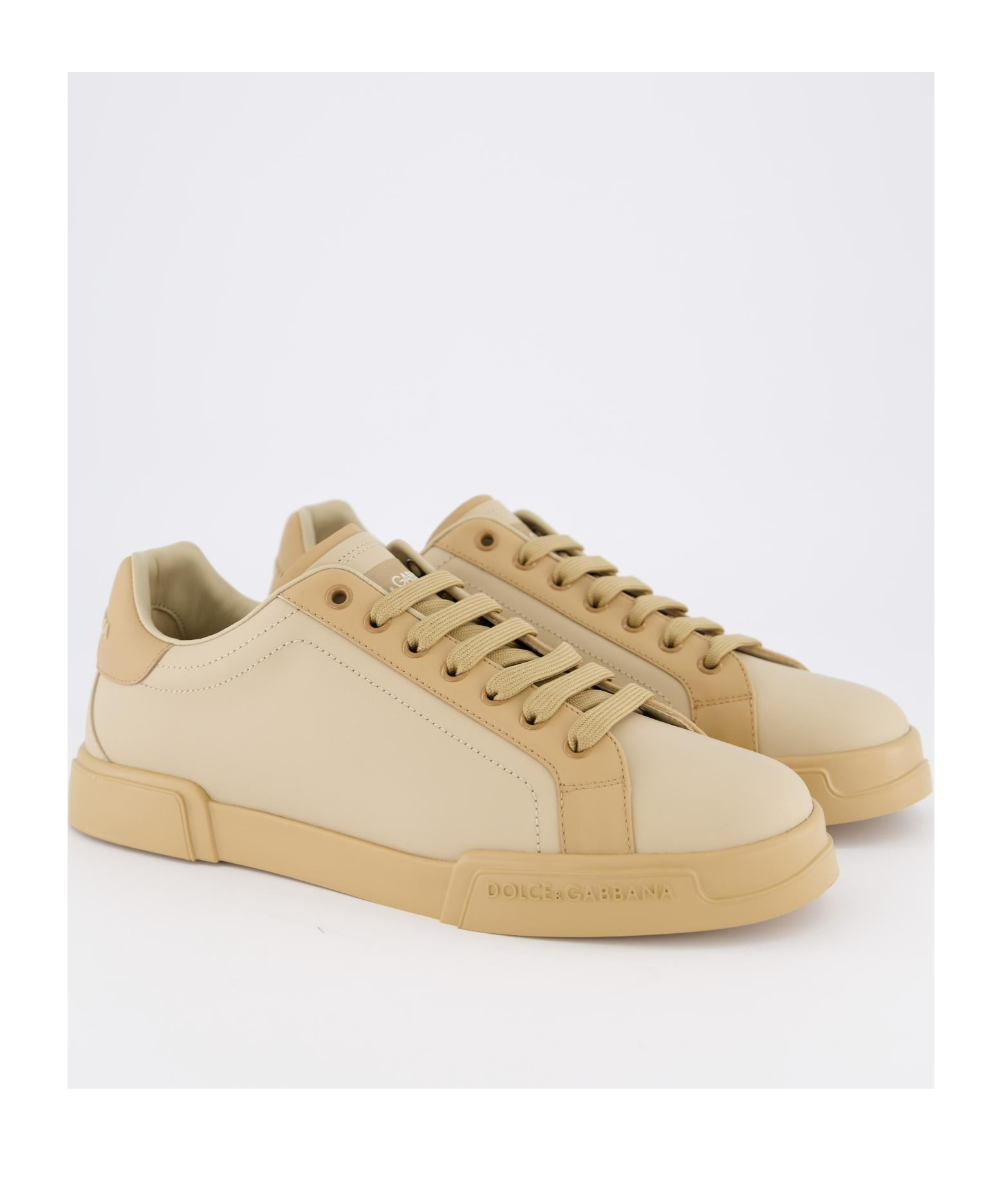 Dolce & Gabbana Lace-up Low-cut Sneakers In Nude