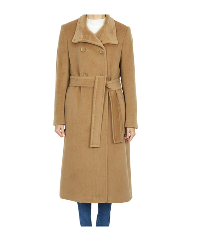 Max Mara Studio Arezzo Double-breasted Belted Coat In Brown