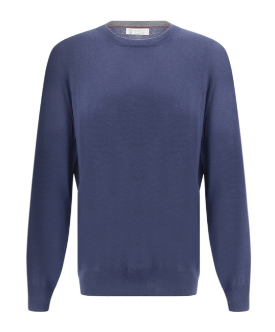 Brunello Cucinelli Crewneck Knitted Jumper In Blue