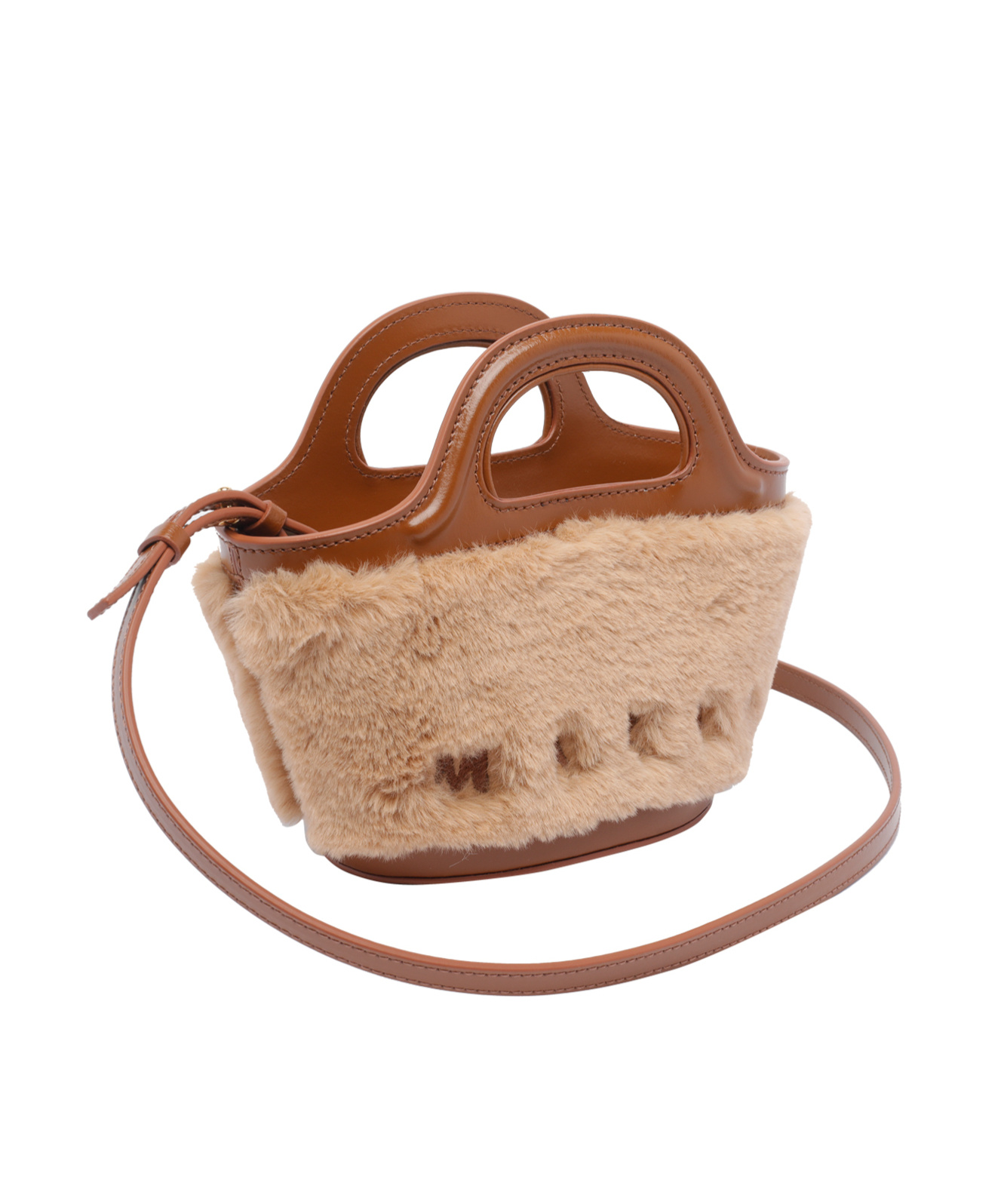 Marni Double Handle Shoulder Bag In Brown