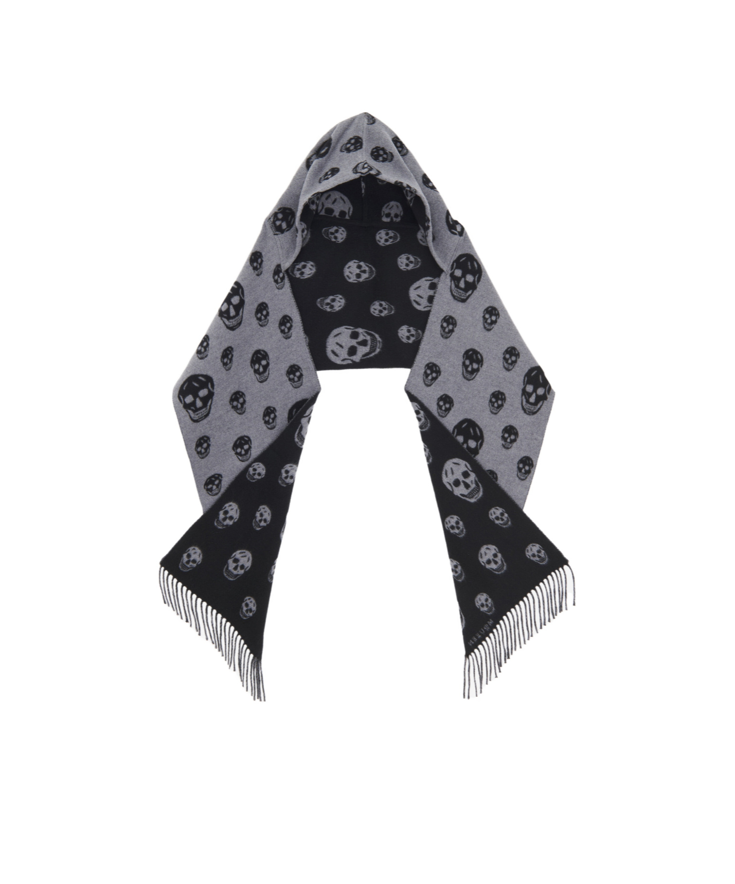 Alexander Mcqueen Women's Reversible Hood Skull Scarf In Graphite/black In Black
