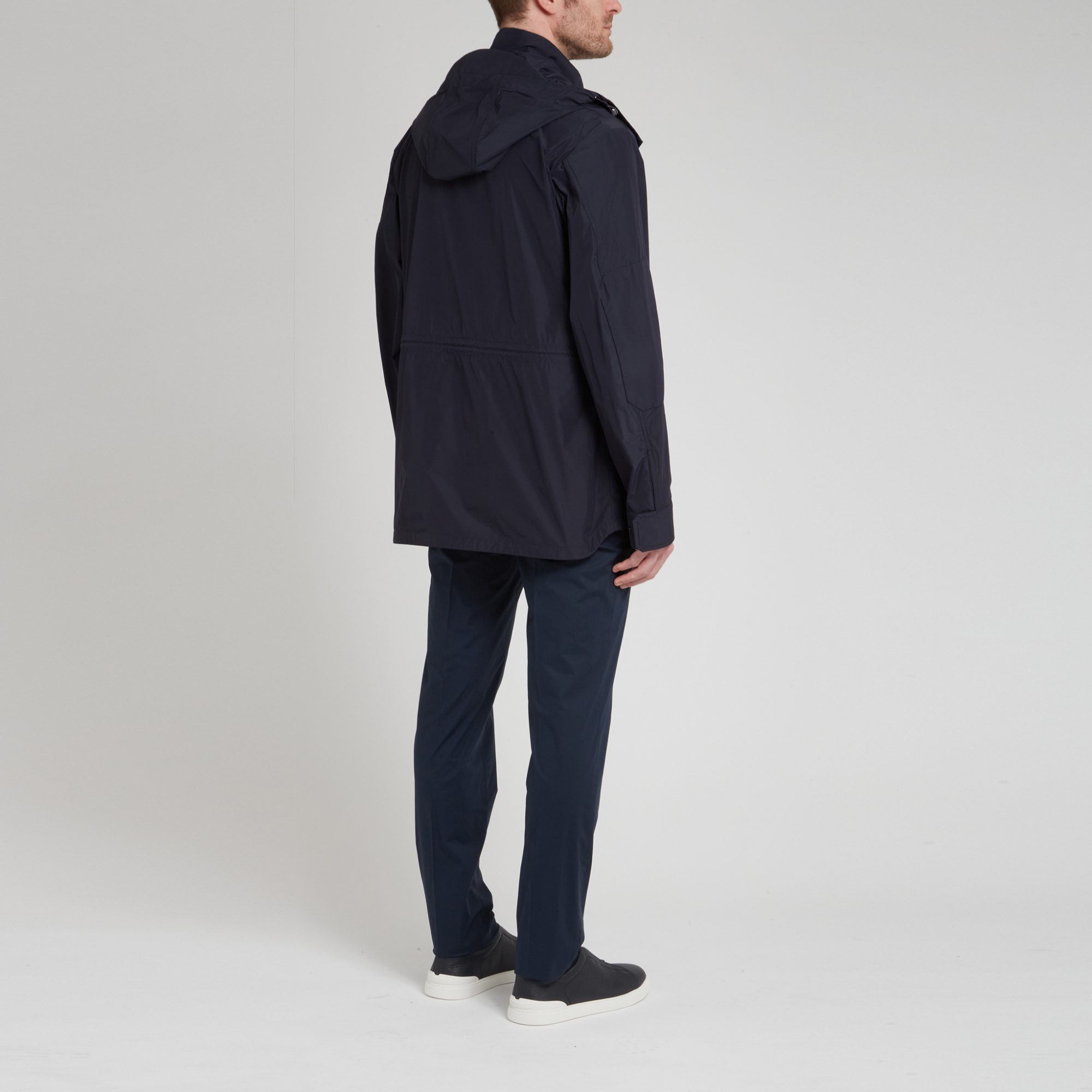 Moncler Water-repellent Hooded Jacket In Blue