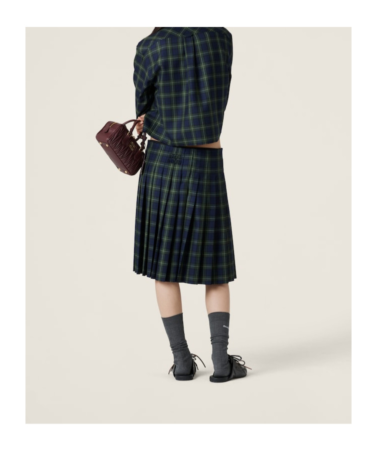 MIU MIU PLEATED TARTAN SKIRT