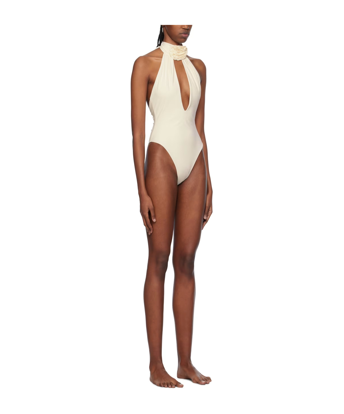 Magda Butrym Hollowed-out Neck Swimsuit In Nude