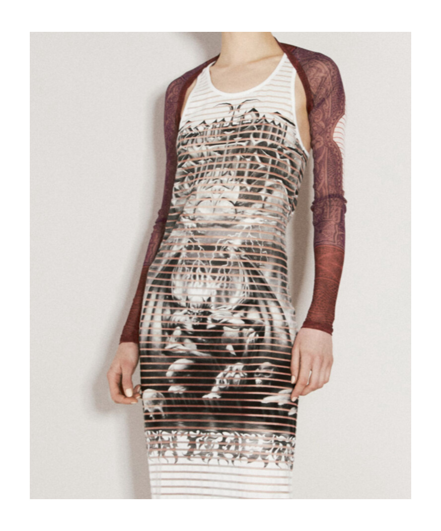 Jean Paul Gaultier Cartouche Mesh Long Sleeve Shawl In Nude