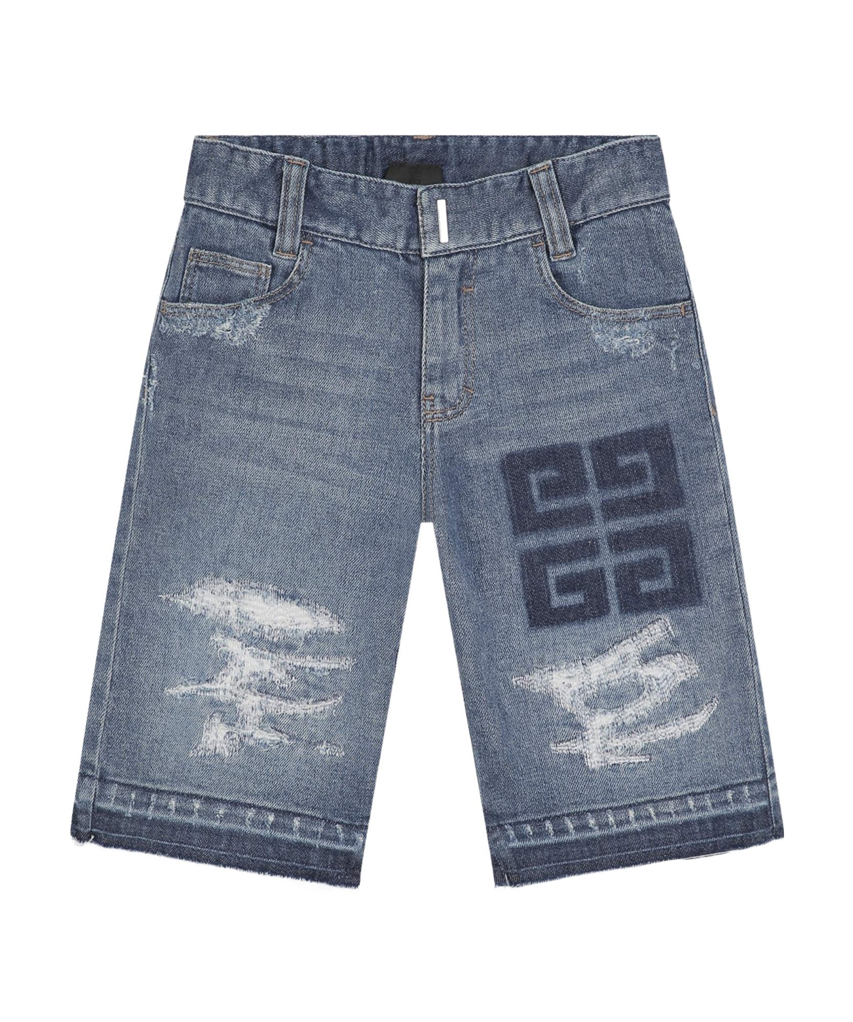 Givenchy 4g-motif Denim Shorts In Gray
