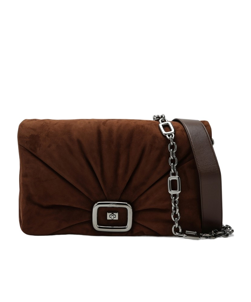 Roger Vivier Fold Effect Shoulder Bag In Brown