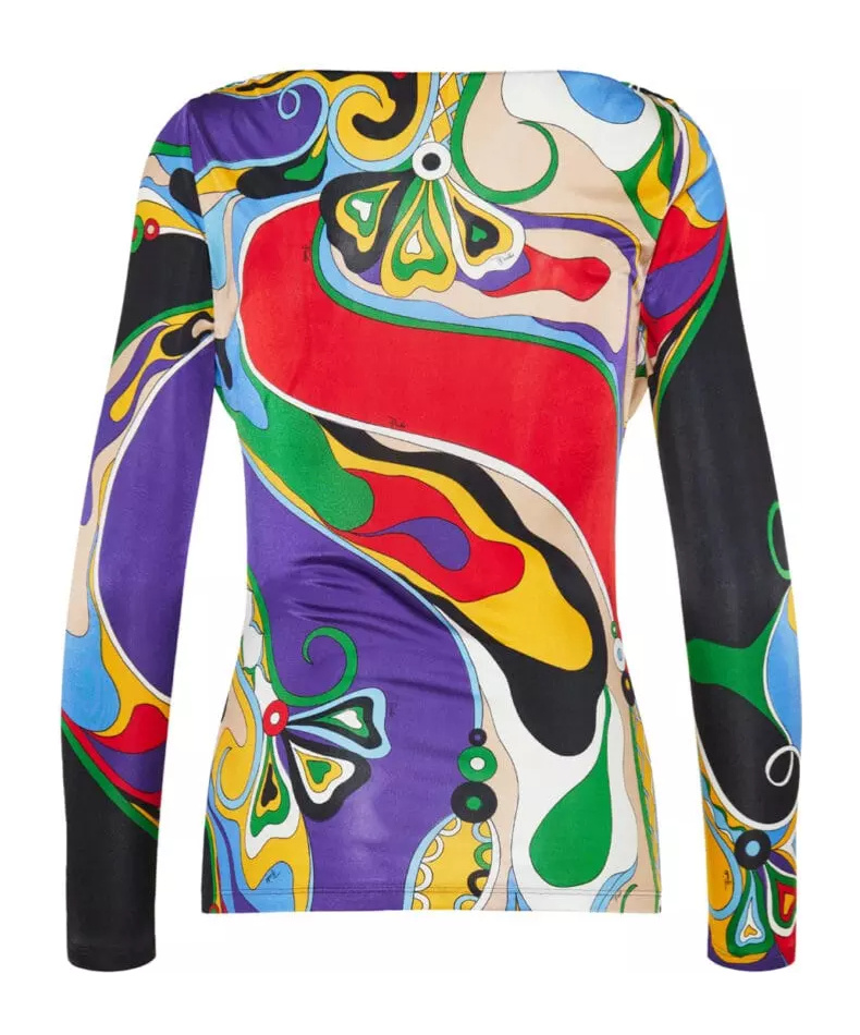 Emilio Pucci Printed Long-sleeved Top In Multicolor