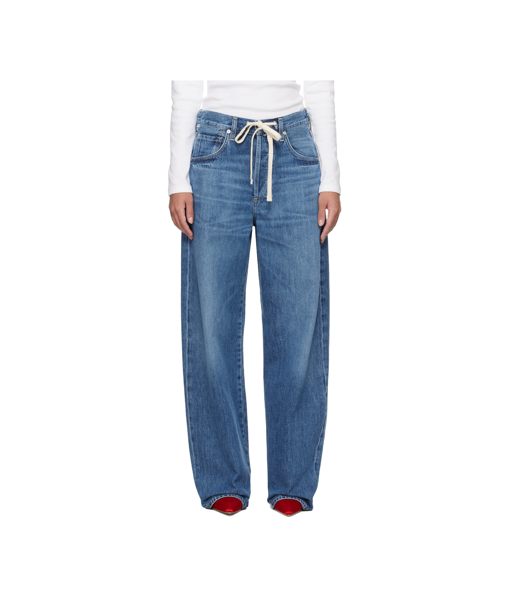 Shop Citizens Of Humanity Brynn High-rise Straight-leg Jeans In Blue