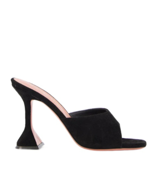 Amina Muaddi Lupita Suede Pedestal Mule Sandals In Black