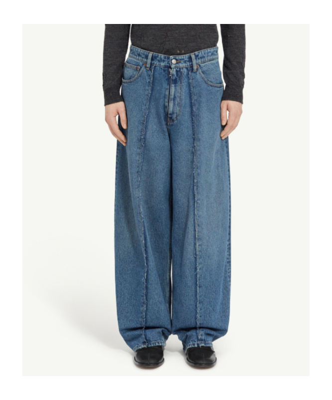 Mm6 Maison Margiela Jeans With Frayed Details In Blue