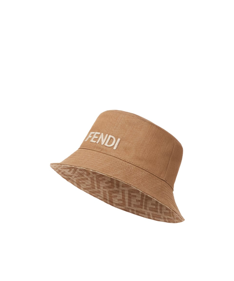 Fendi Reversible Brown Canvas Bucket Hat In Brown
