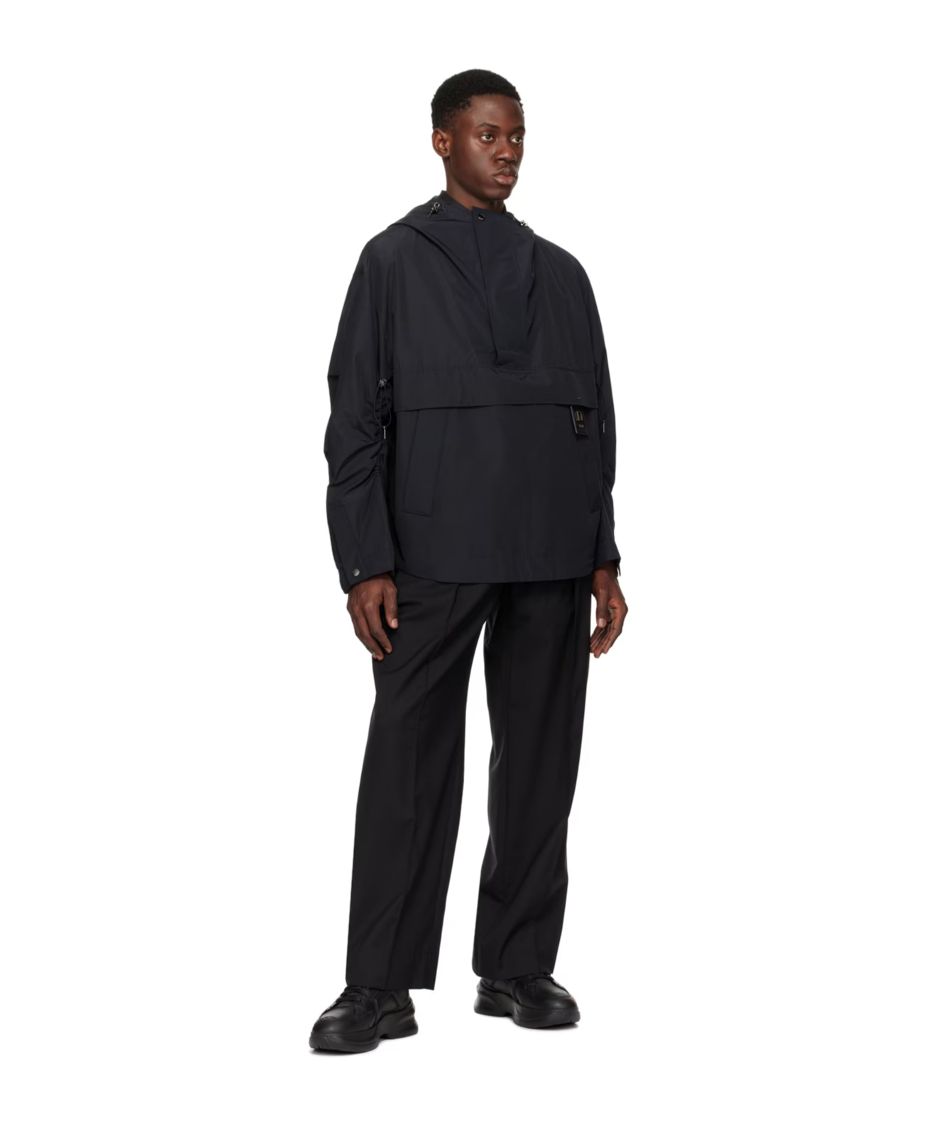 Wooyoungmi Semi-zipper Hooded Casual Jacket In Black