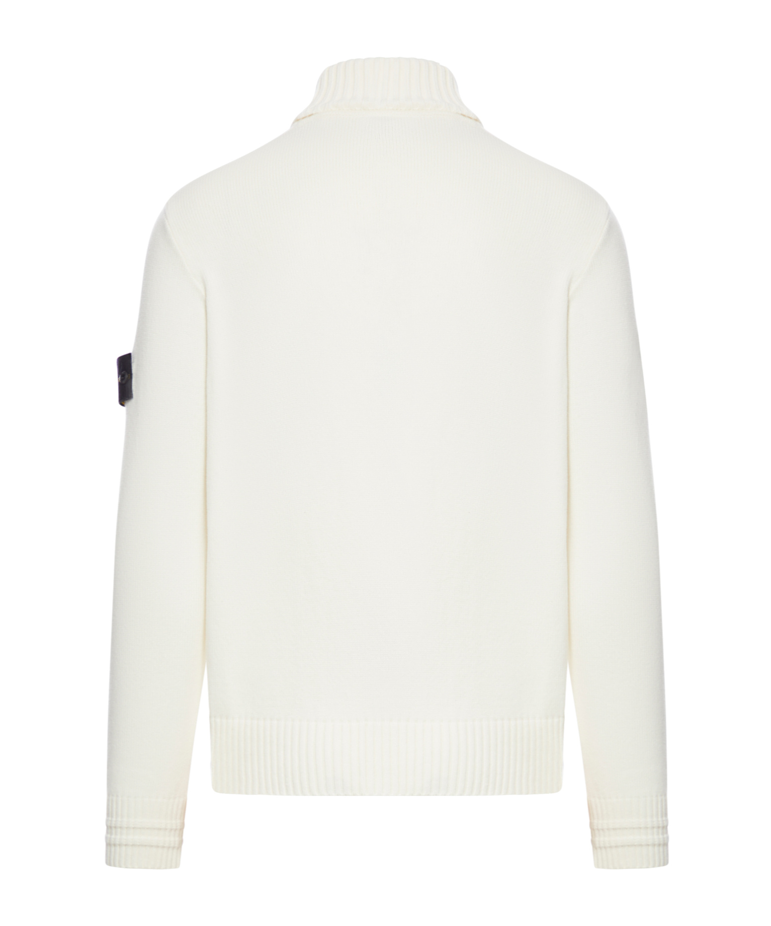 Stone Island Ribbed Knit Turtleneck Sweater With Signature Patch In White