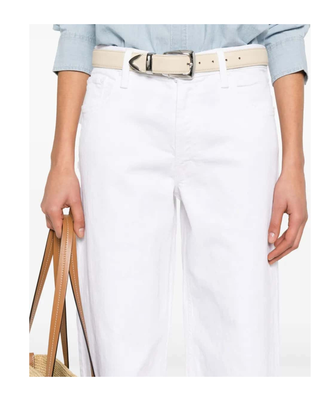 Mother The Spinner Zip Sneak Jeans In White