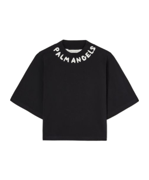 Palm Angels Ogo Crop T-shirt In Black
