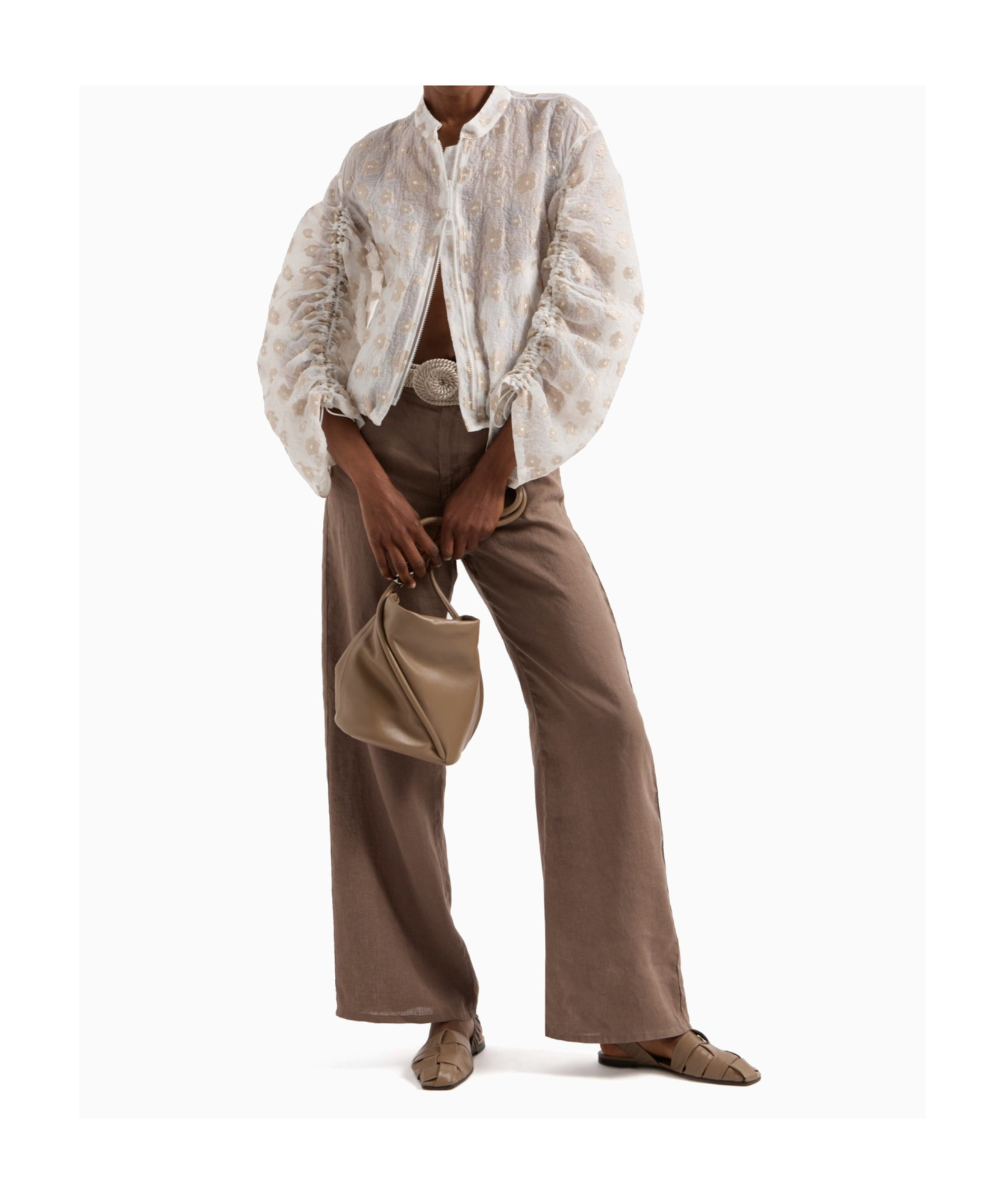 Shop Emporio Armani Embroidered Jacket In White/khaki