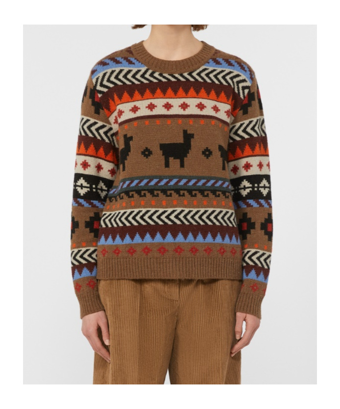 Weekend Max Mara Crew Neck Long Sleeve Sweater In Brown