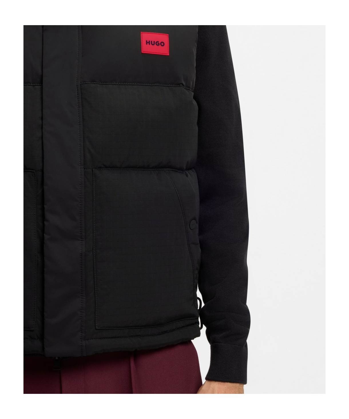 Hugo Boss Water-repellent Gilet With Logo Badge In Black