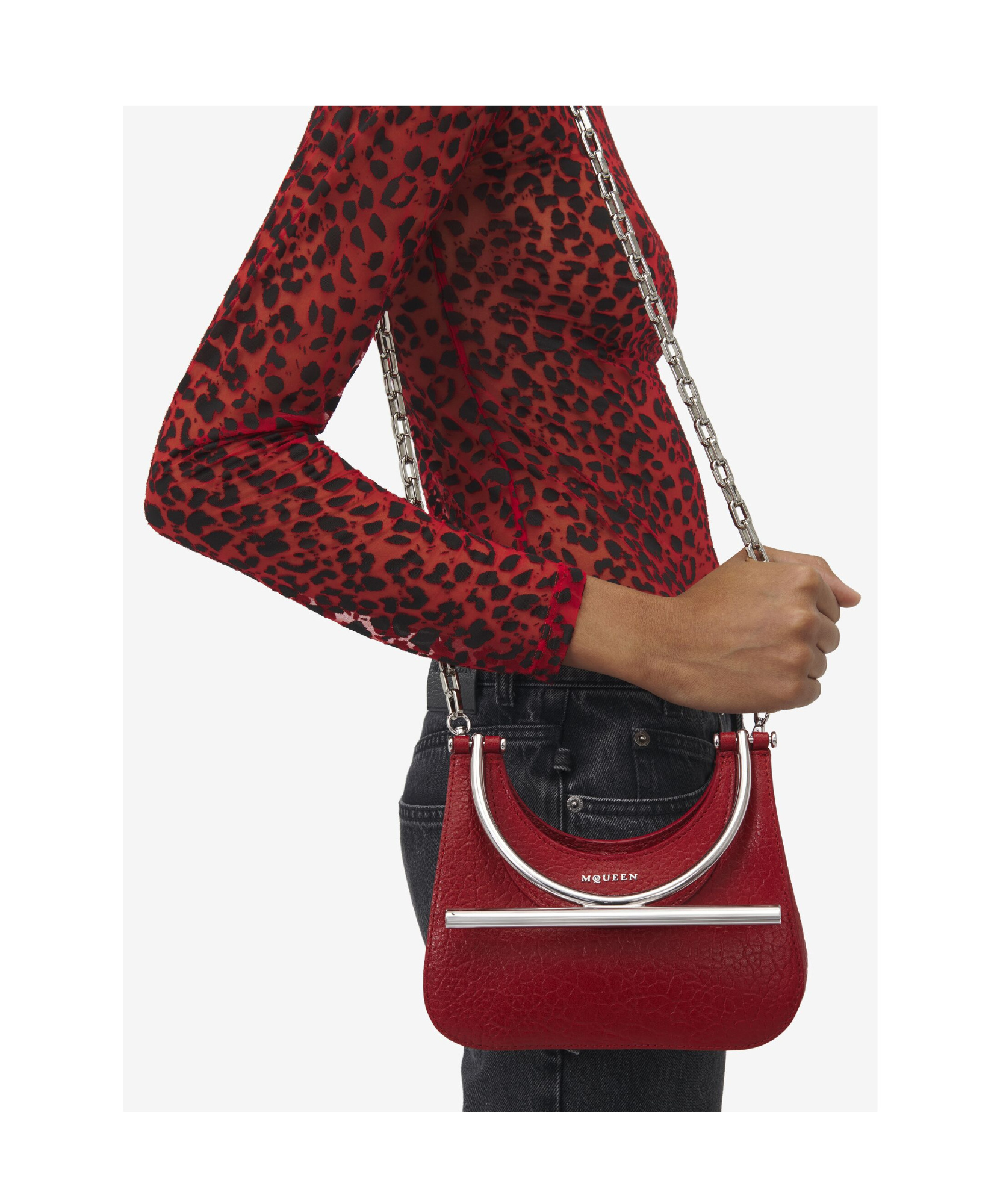 Alexander Mcqueen Mcqueen Mini T-bar Crossbar Leather Handbag In Red