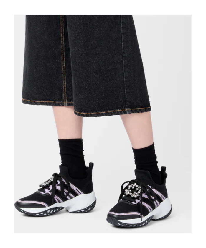 Roger Vivier Viv' Run Sneakers In Fabric In Black