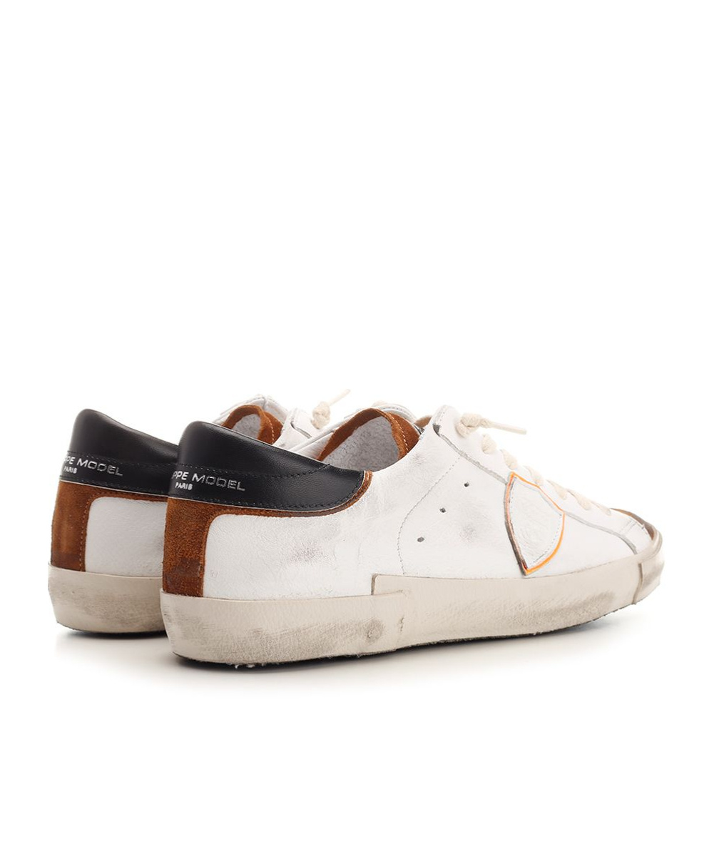Philippe Model Prsx Low Vintage White Cognac Sneaker In White